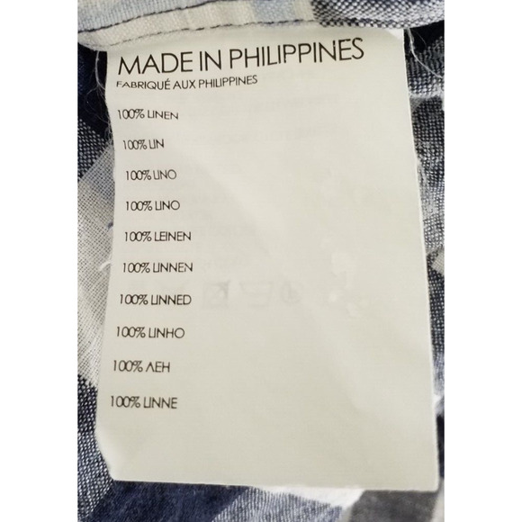 Club Monaco Blue White Linen Button Front Collared Top Size M - Picture 5 of 6